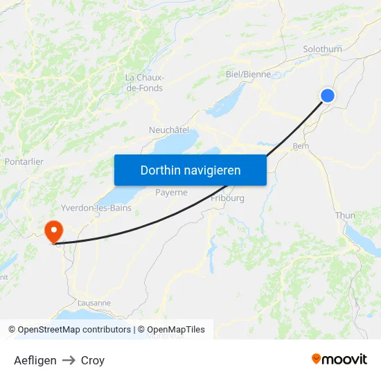 Aefligen to Croy map