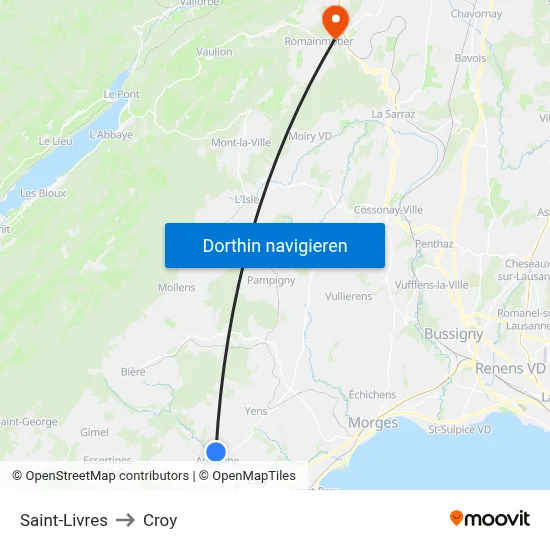Saint-Livres to Croy map