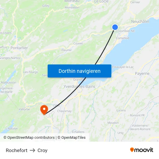 Rochefort to Croy map