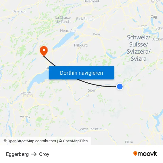 Eggerberg to Croy map
