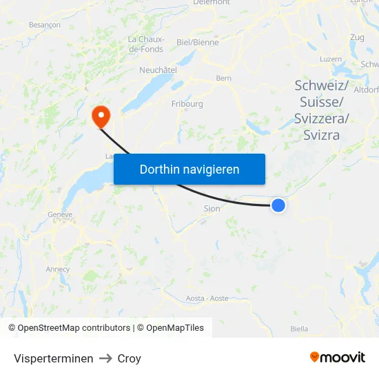 Visperterminen to Croy map