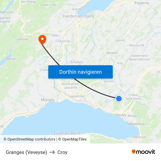 Granges (Veveyse) to Croy map