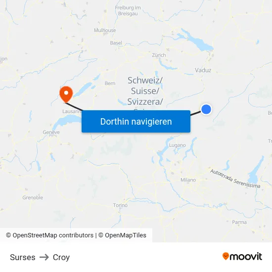 Surses to Croy map