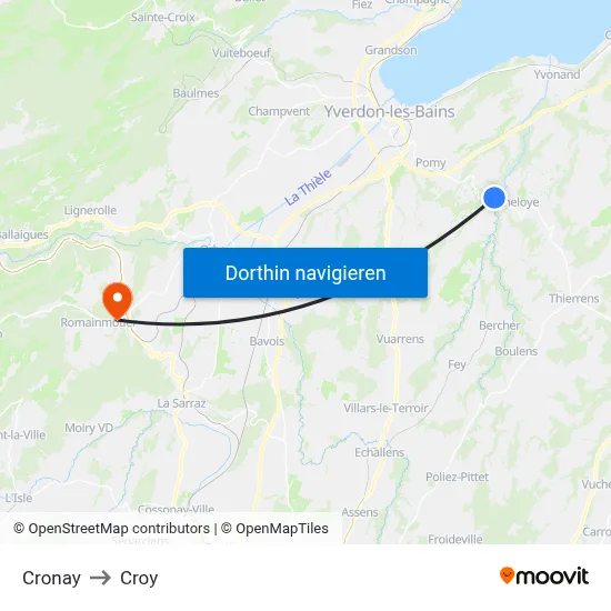 Cronay to Croy map