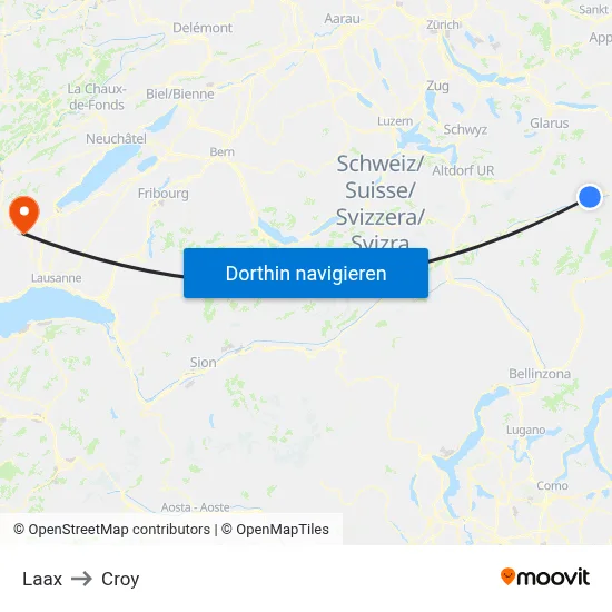 Laax to Croy map