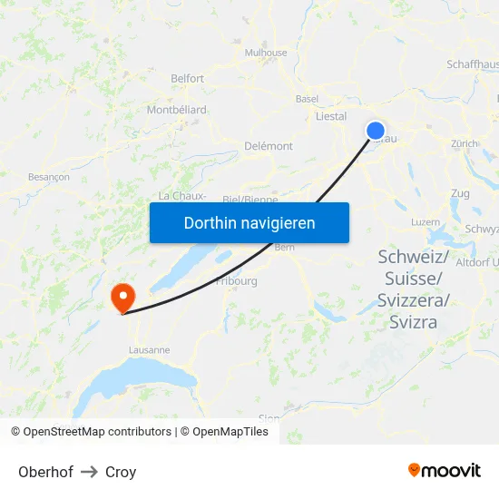 Oberhof to Croy map