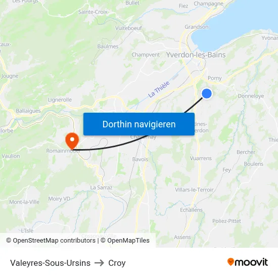 Valeyres-Sous-Ursins to Croy map