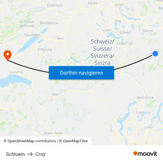 Schluein to Croy map