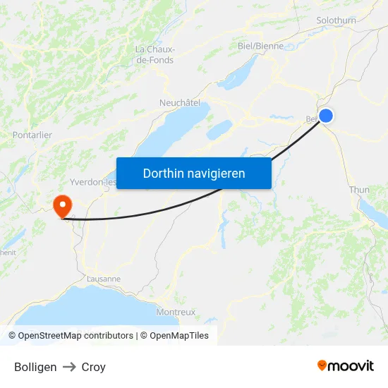 Bolligen to Croy map