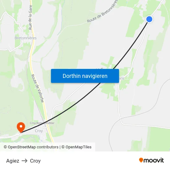 Agiez to Croy map