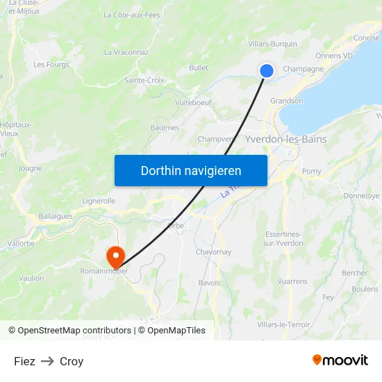 Fiez to Croy map