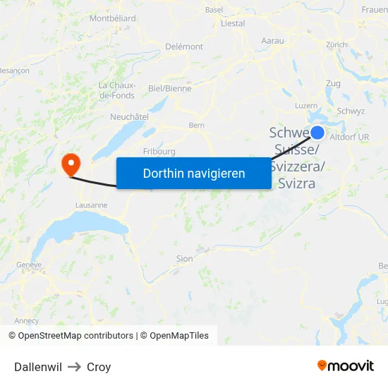 Dallenwil to Croy map