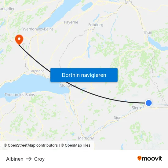 Albinen to Croy map
