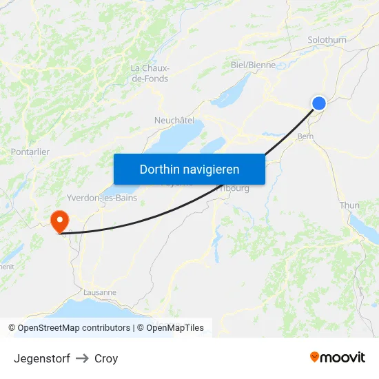 Jegenstorf to Croy map