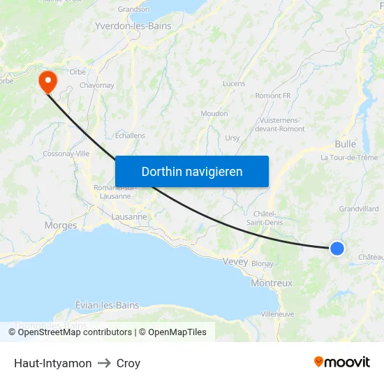 Haut-Intyamon to Croy map