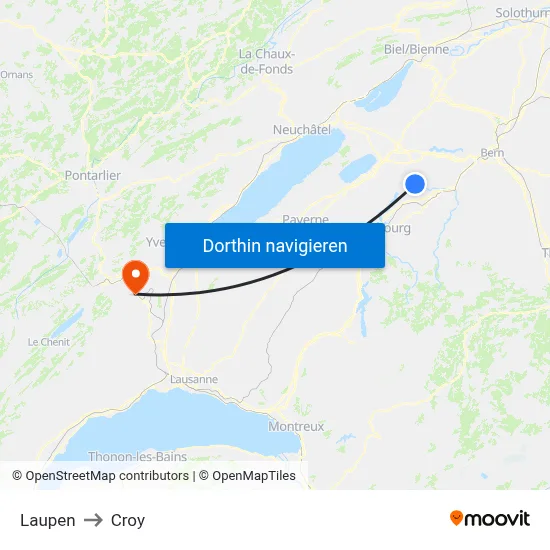 Laupen to Croy map