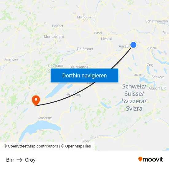 Birr to Croy map