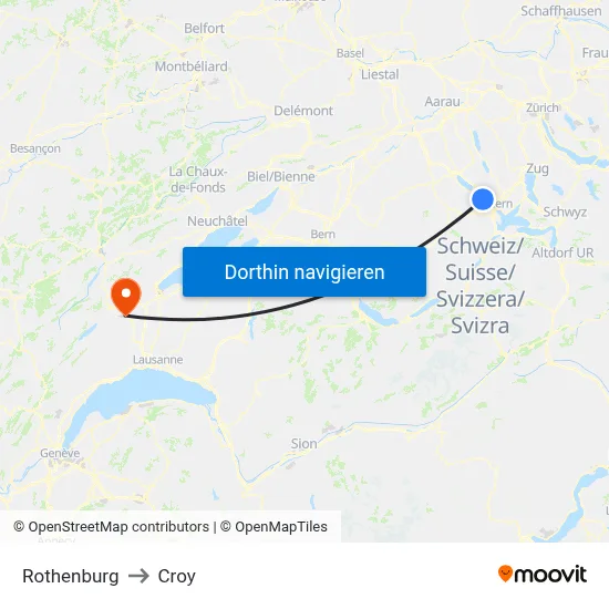 Rothenburg to Croy map