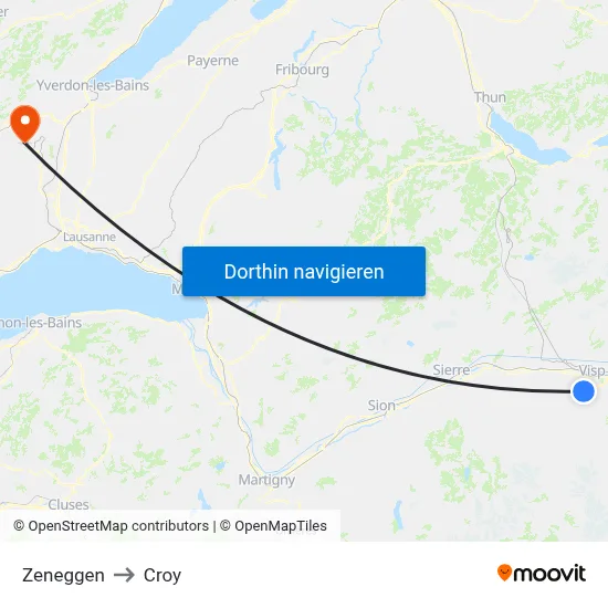 Zeneggen to Croy map