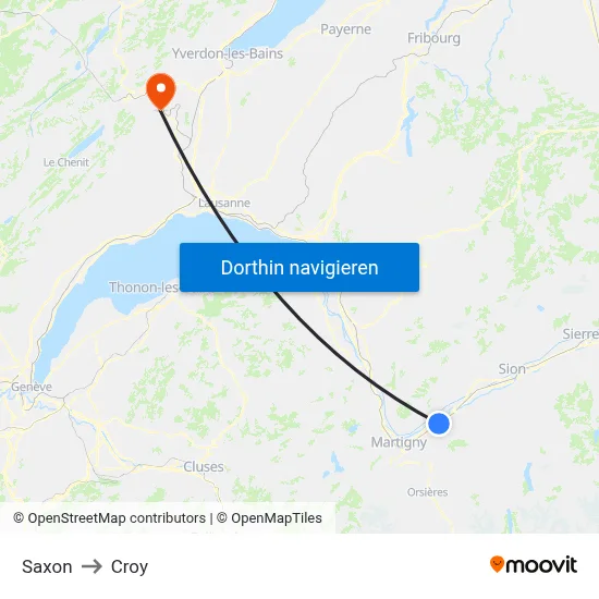 Saxon to Croy map
