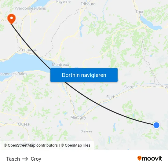 Täsch to Croy map