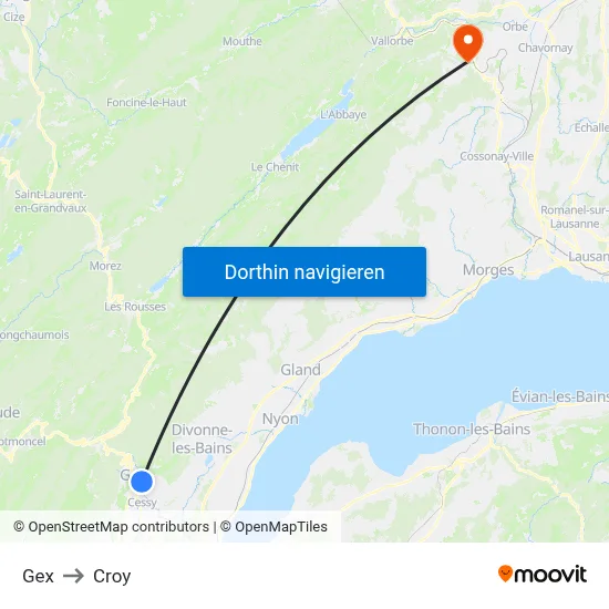 Gex to Croy map