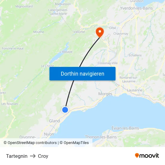 Tartegnin to Croy map