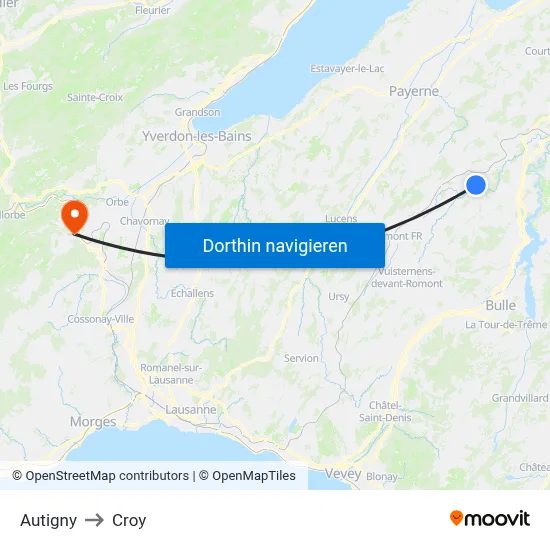 Autigny to Croy map