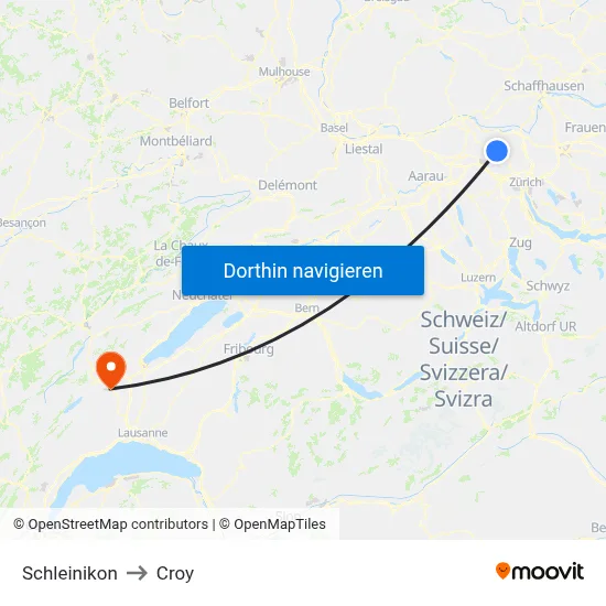 Schleinikon to Croy map