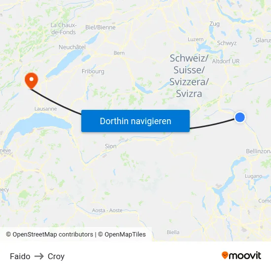 Faido to Croy map