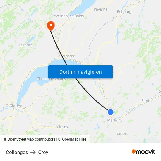 Collonges to Croy map