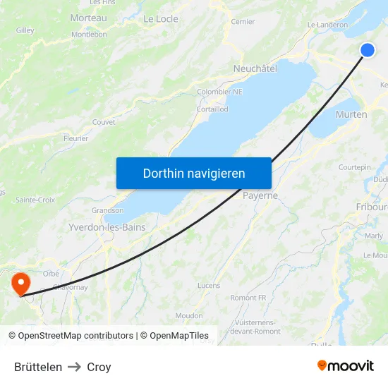 Brüttelen to Croy map