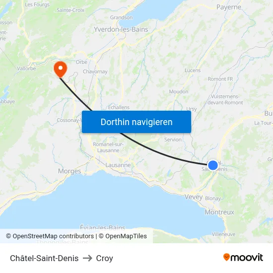 Châtel-Saint-Denis to Croy map
