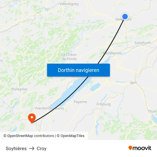 Soyhières to Croy map