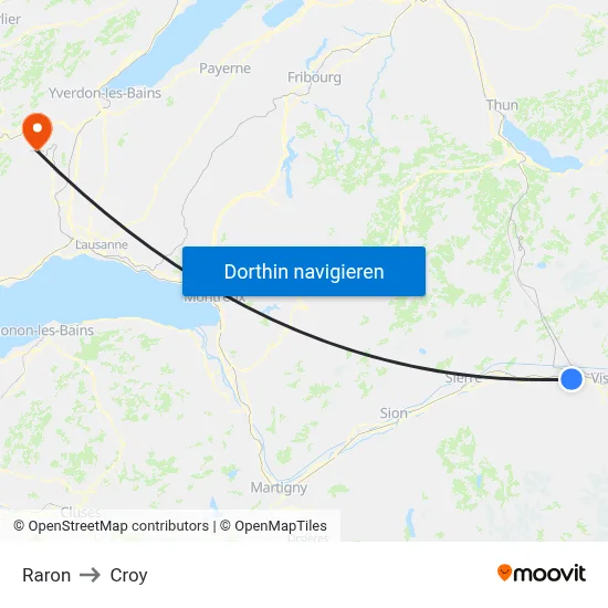 Raron to Croy map