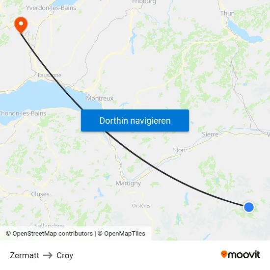 Zermatt to Croy map