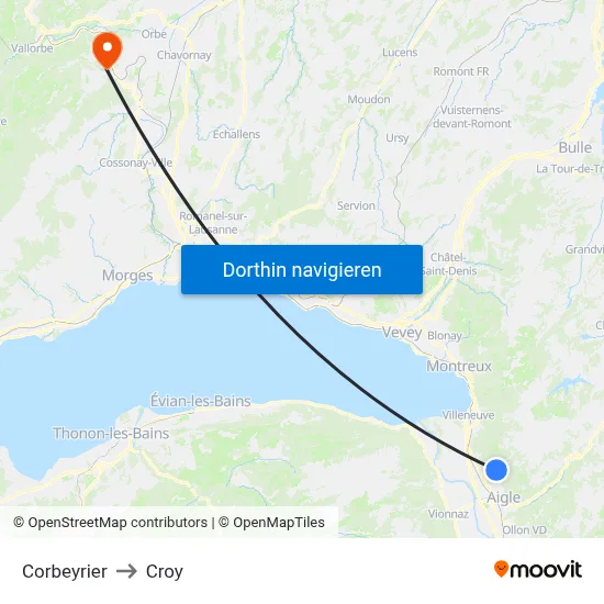 Corbeyrier to Croy map