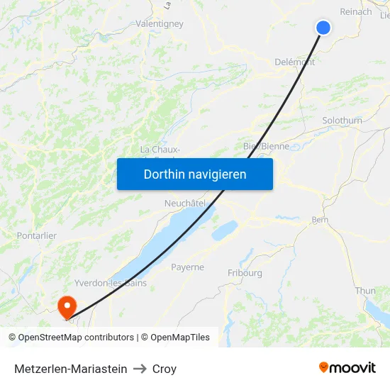 Metzerlen-Mariastein to Croy map