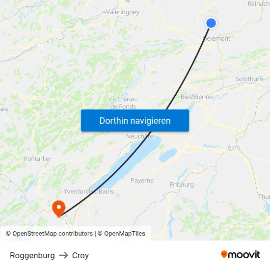 Roggenburg to Croy map