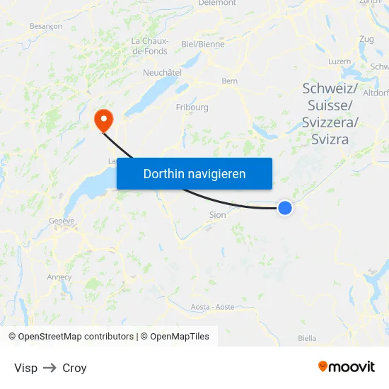Visp to Croy map