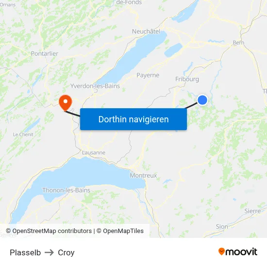 Plasselb to Croy map