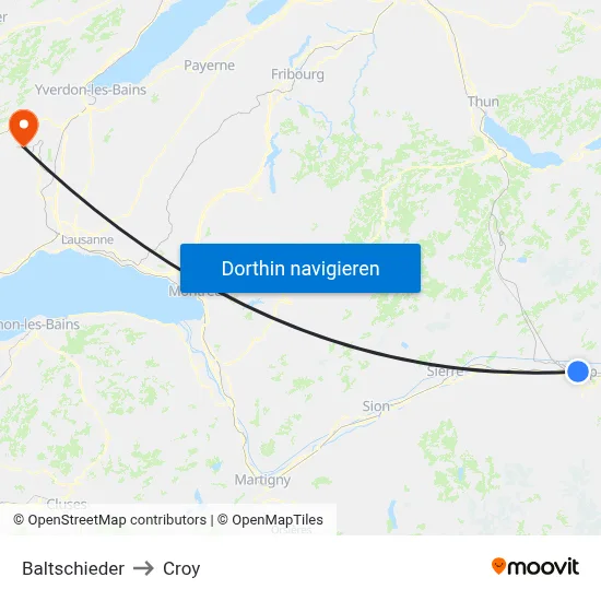 Baltschieder to Croy map