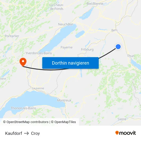 Kaufdorf to Croy map