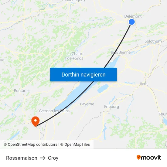 Rossemaison to Croy map