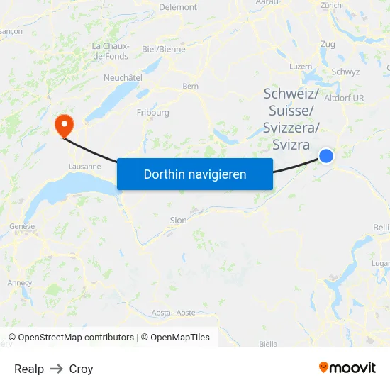 Realp to Croy map