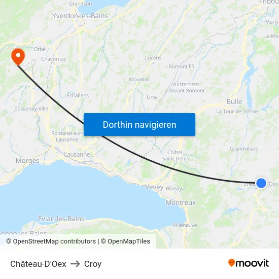 Château-D'Oex to Croy map