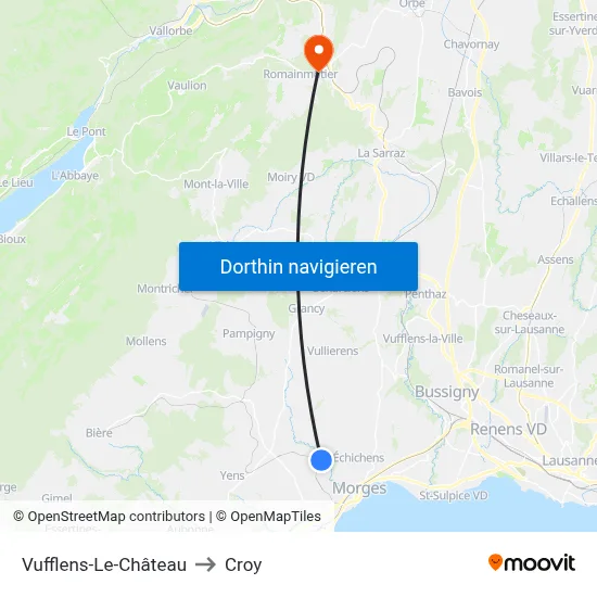 Vufflens-Le-Château to Croy map