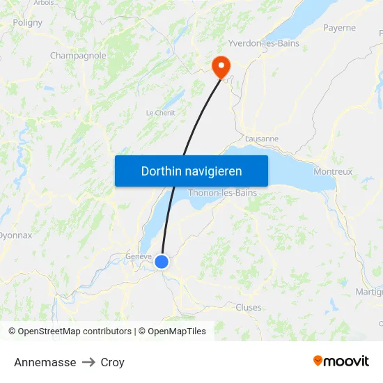Annemasse to Croy map