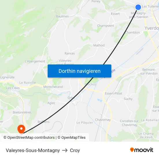 Valeyres-Sous-Montagny to Croy map