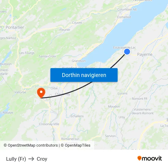 Lully (Fr) to Croy map